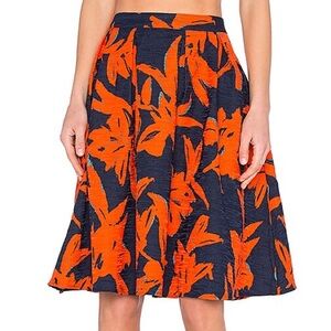 Lucy Paris Abstract A-Line Skirt with blue and Orange Floral Design size medium